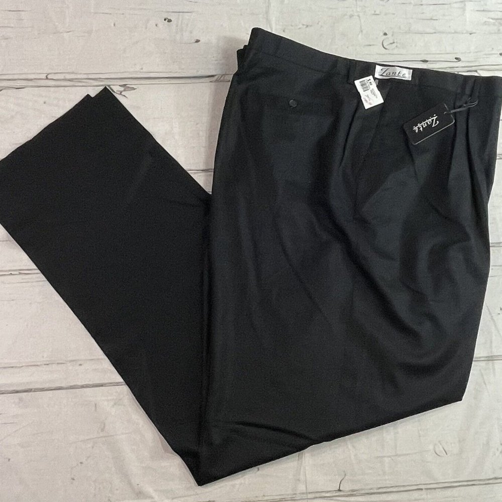 ZANTE Italy Mens Black Luxury Dress Pants 60 Waist Unhemmed 100% Wool NWT $250